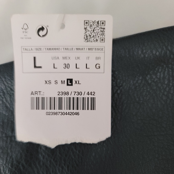 Zara Basic Collection - Navy Vegan Leather Pencil Skirt Size Large -New With Tag - Picture 4 of 7